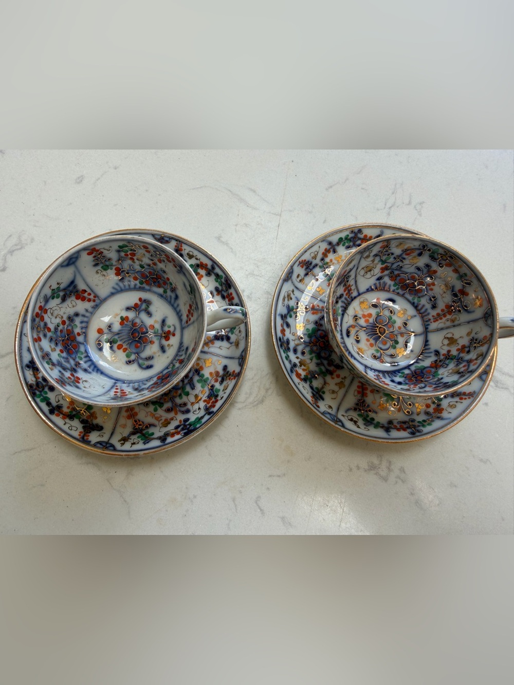 Early 19th Century Tettau German Porcelain Strawberry Blue Onion Teacup/Saucer